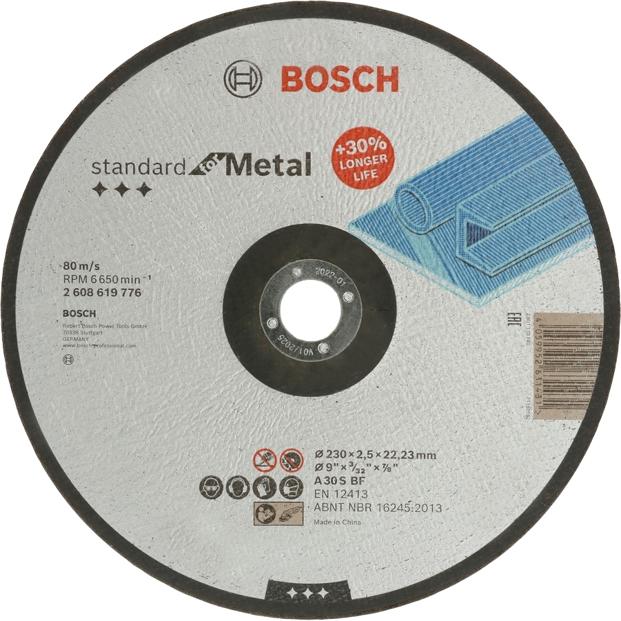Диск відрізний шліфувальний Bosch Standard, 230х22.23мм, для металу (2.608.619.776)фото