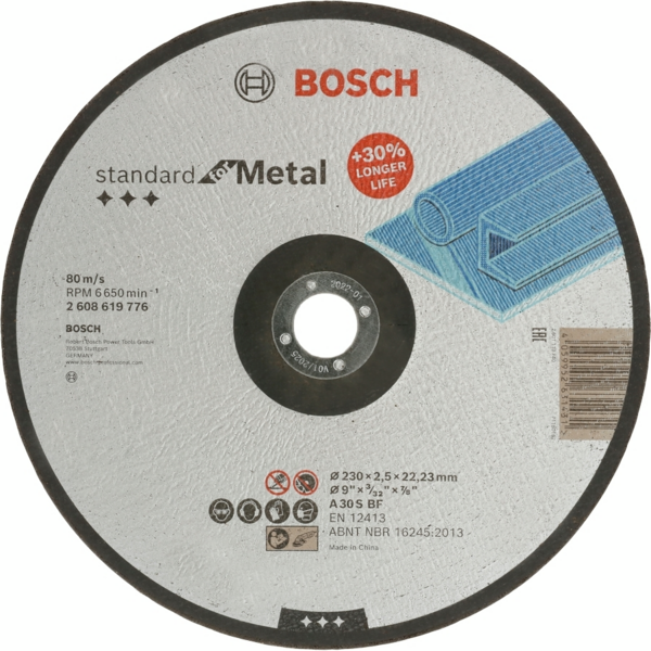 

Диск отрезной шлифовальный Bosch Standard, 230х22.23мм, по металлу (2.608.619.776)