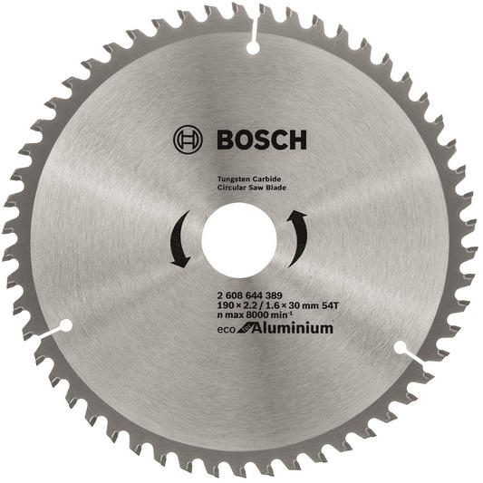 Диск пильний Bosch Eco for Aluminium 190x2.42/1.6x30 мм 54TCG (2.608.644.389)фото1