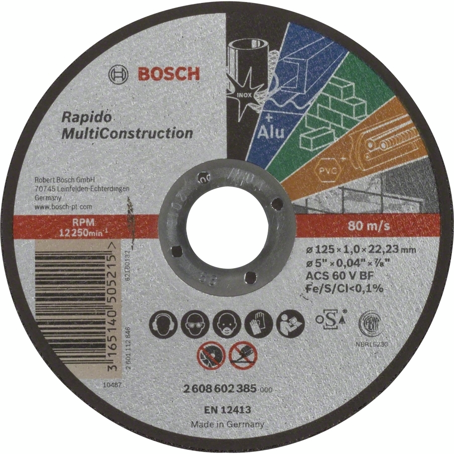 Диск отрезной Bosch Rapido Multi Construction 125x1мм (2.608.602.385) фото 