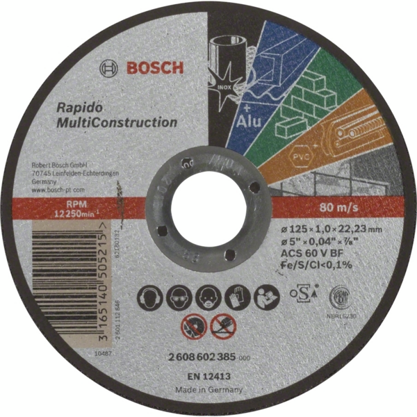 

Диск отрезной Bosch Rapido Multi Construction 125x1мм (2.608.602.385)