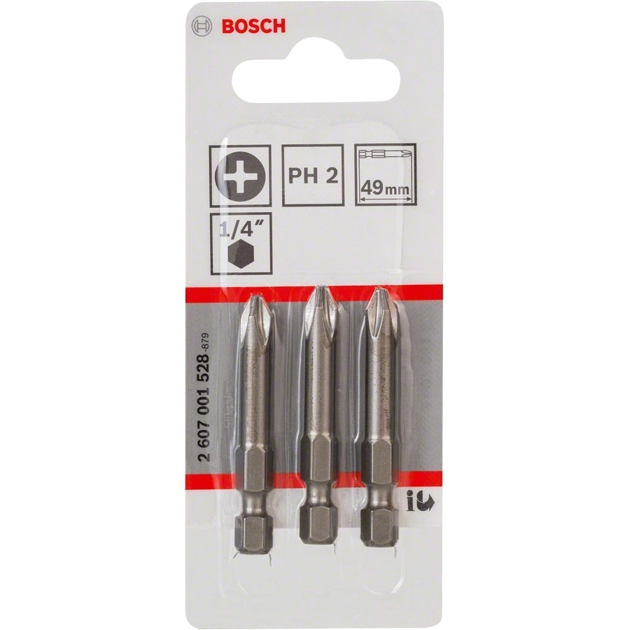 Бита Bosch Extra-Hart PH2, 49мм, 3шт (2.607.001.528) фото 