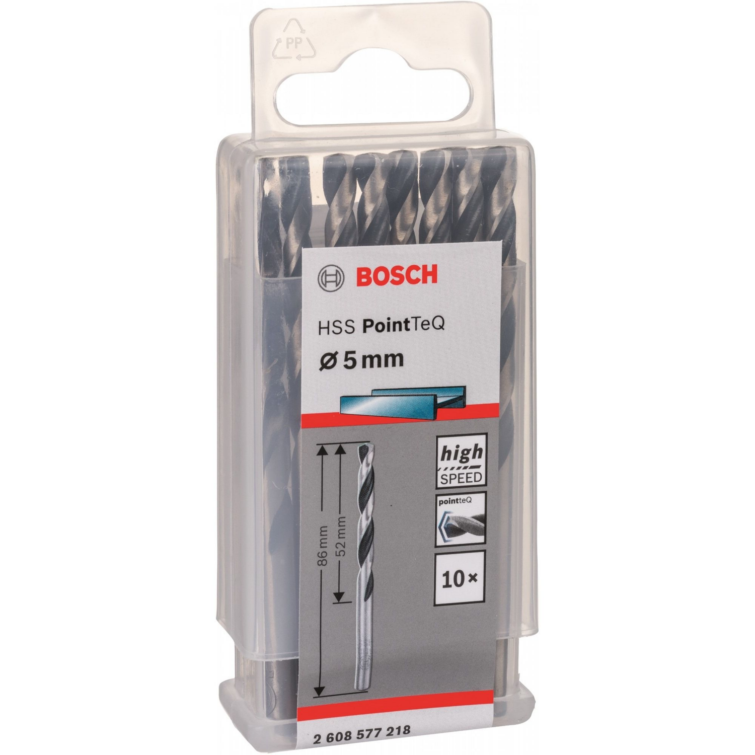 Свердло для металу Bosch HSS-PointTeQ, 5х52х86мм, 10шт (2.608.577.218)фото