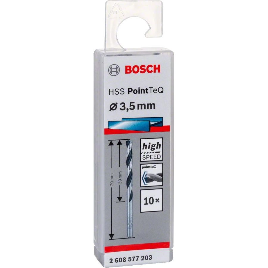 Сверло по металлу Bosch HSS-PointTeQ, 3,5х39х70мм, 10шт (2.608.577.203) фото 