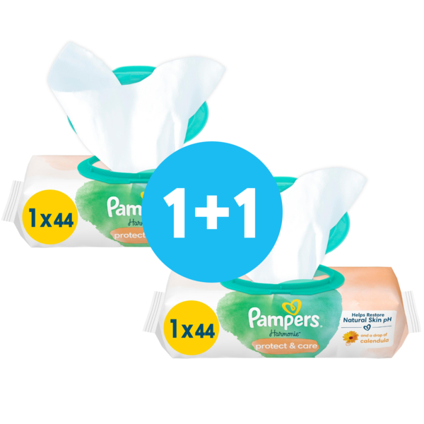 

Салфетки влажные детские Pampers Harmonie Protect&Care 44шт