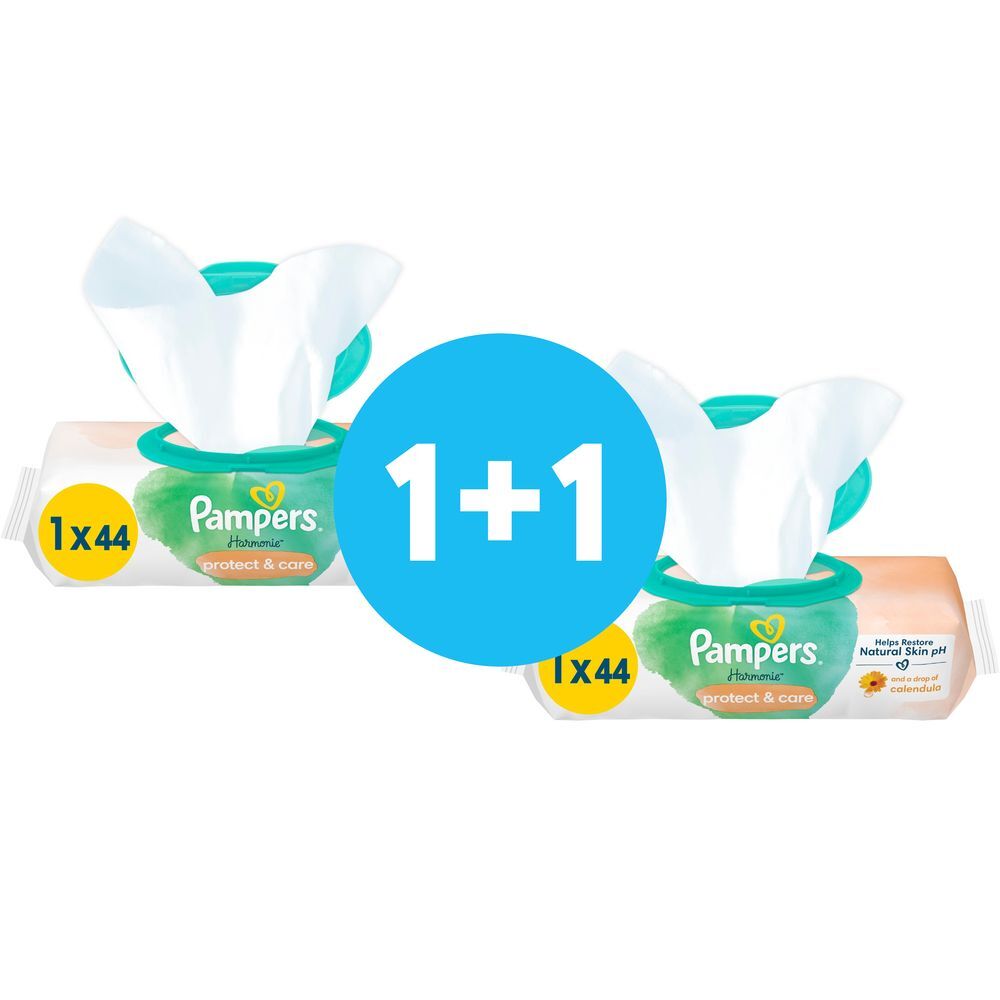 Салфетки влажные детские Pampers Harmonie Protect&Care 44шт фото 1