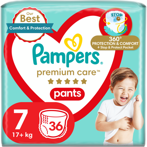 Подгузники-трусики Pampers Premium Care Pants Giant Plus размер 7 17+кг 36шт