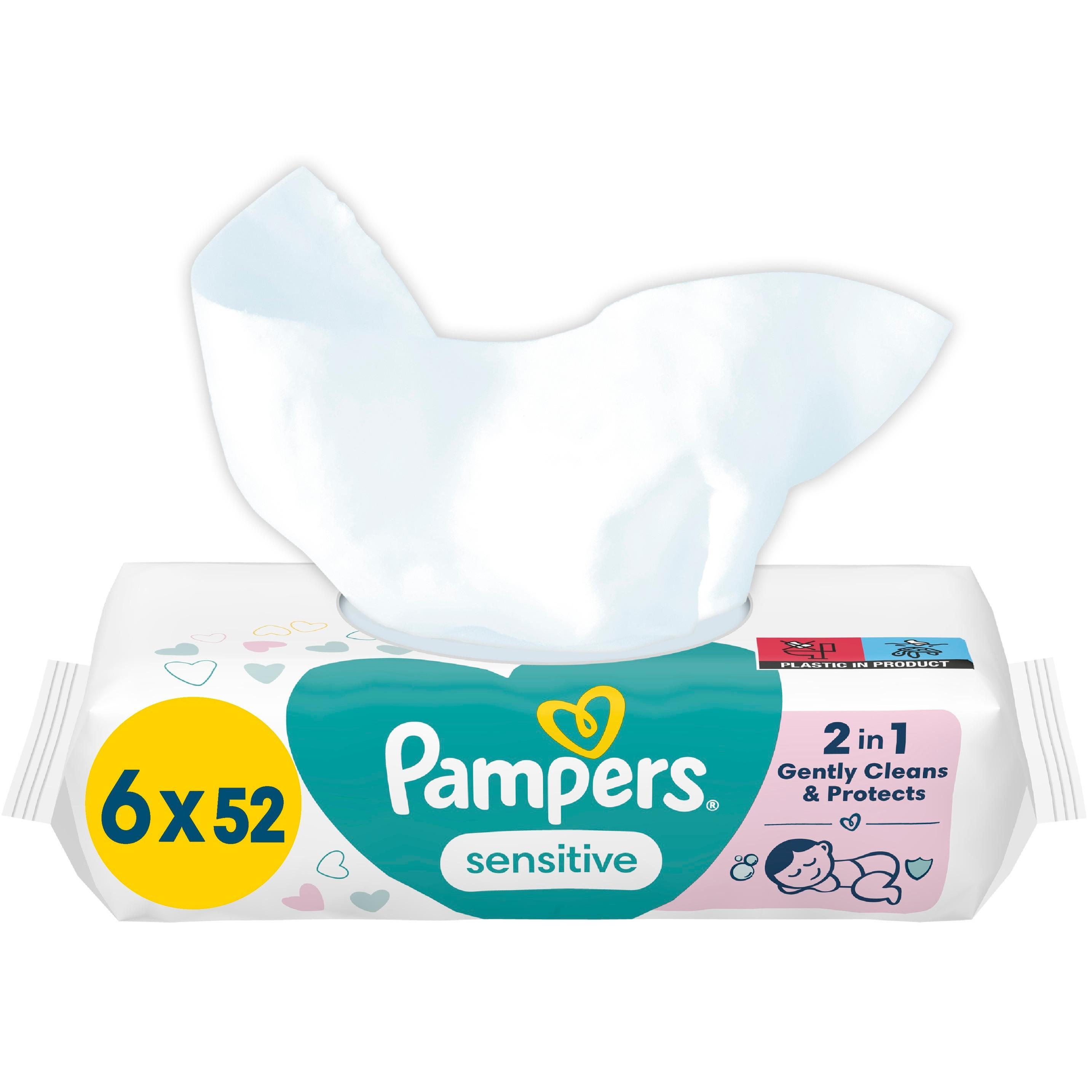 Серветки вологі дитячі Pampers Sensitive 6*52штфото1