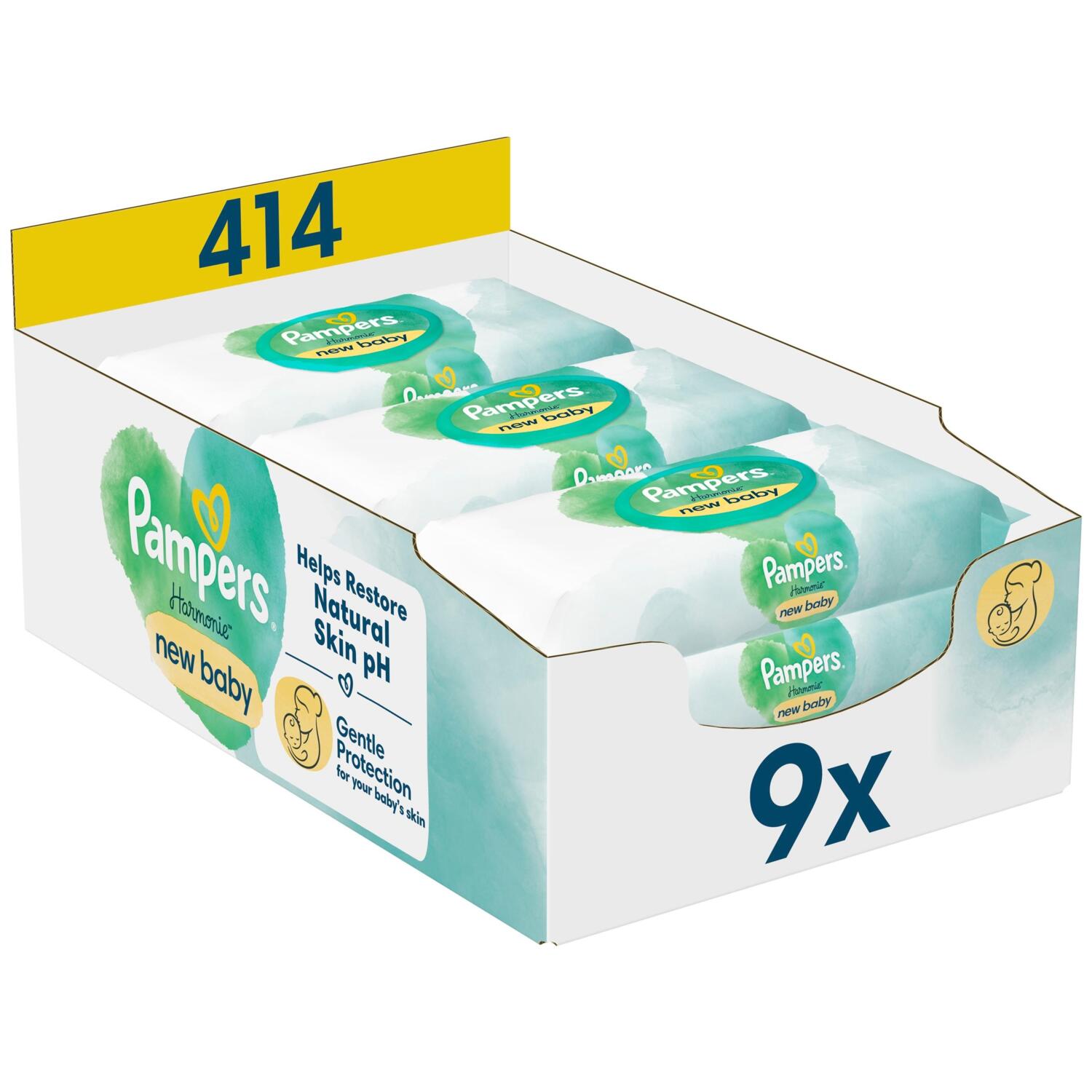 Серветки вологі дитячі Pampers Harmonie new baby 9*46штфото