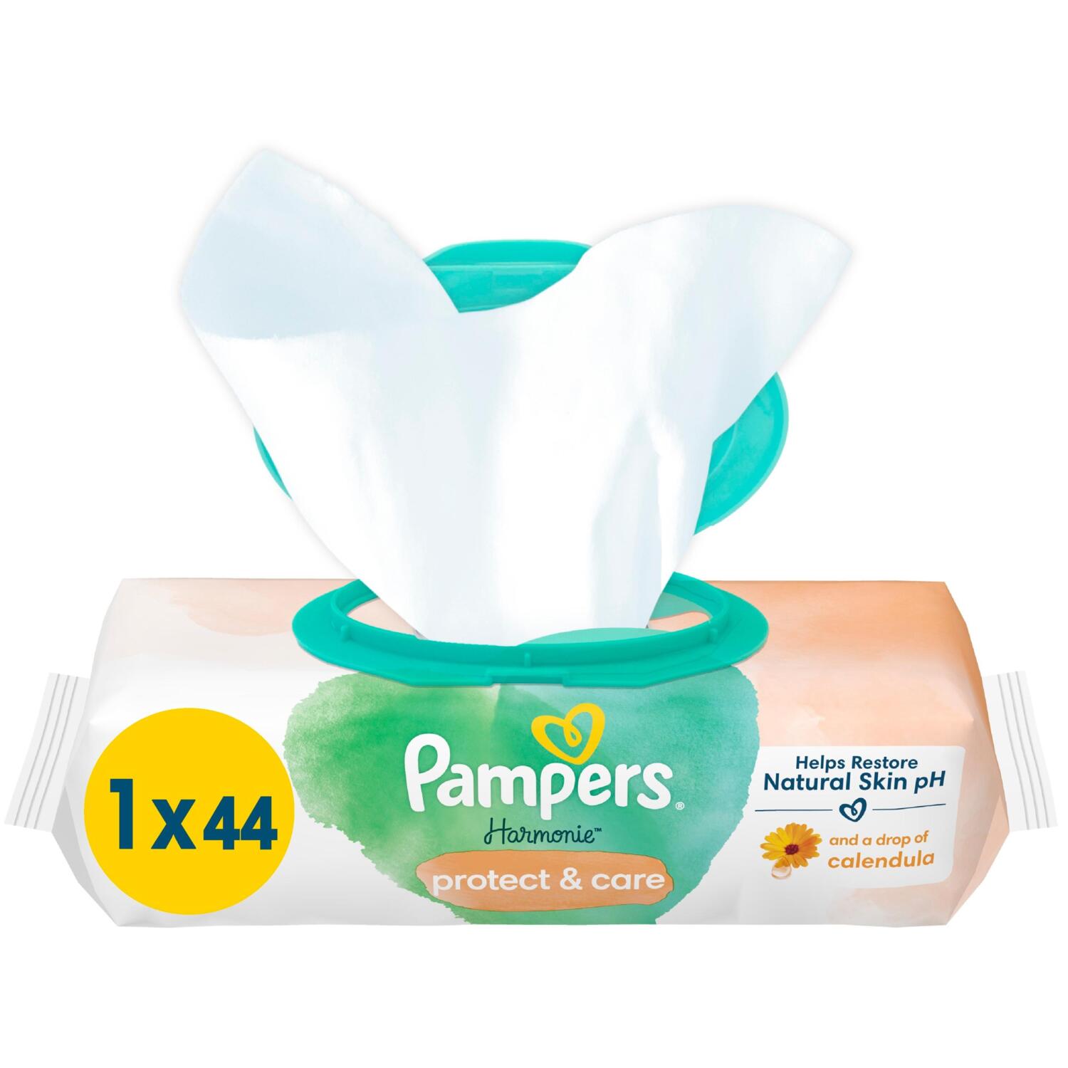 Салфетки влажные детские Pampers Harmonie Protect&Care 44шт фото