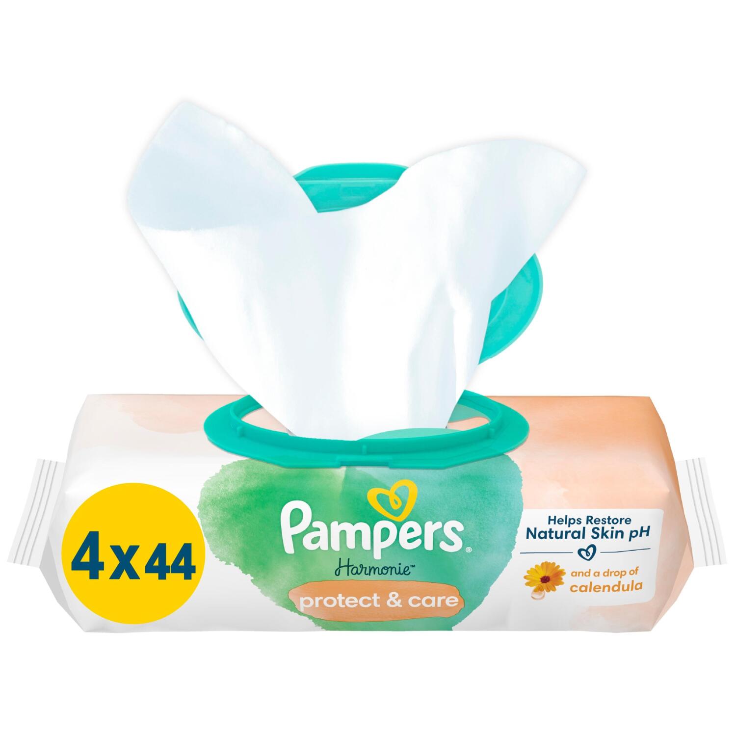 Салфетки влажные детские Pampers Harmonie Protect&Care 4*44шт фото