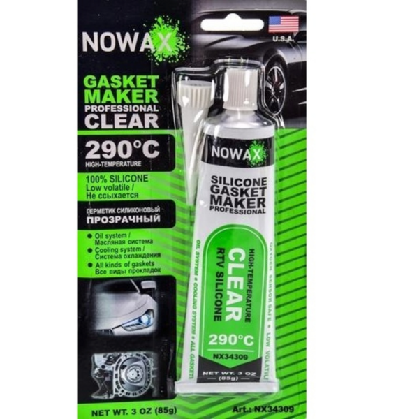 Герметик Nowax +290⁰C силиконовый Прозрачный 85г (NX34309)