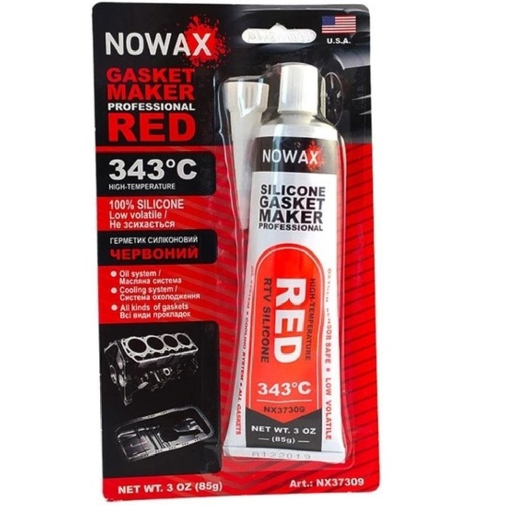 Герметик Nowax для прокладок +343⁰C силиконовый Красный 85г (NX37309) фото 