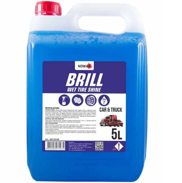 Полироль Nowax для шин Brill Wet Tire Shine концентрат 5л (NX05149)