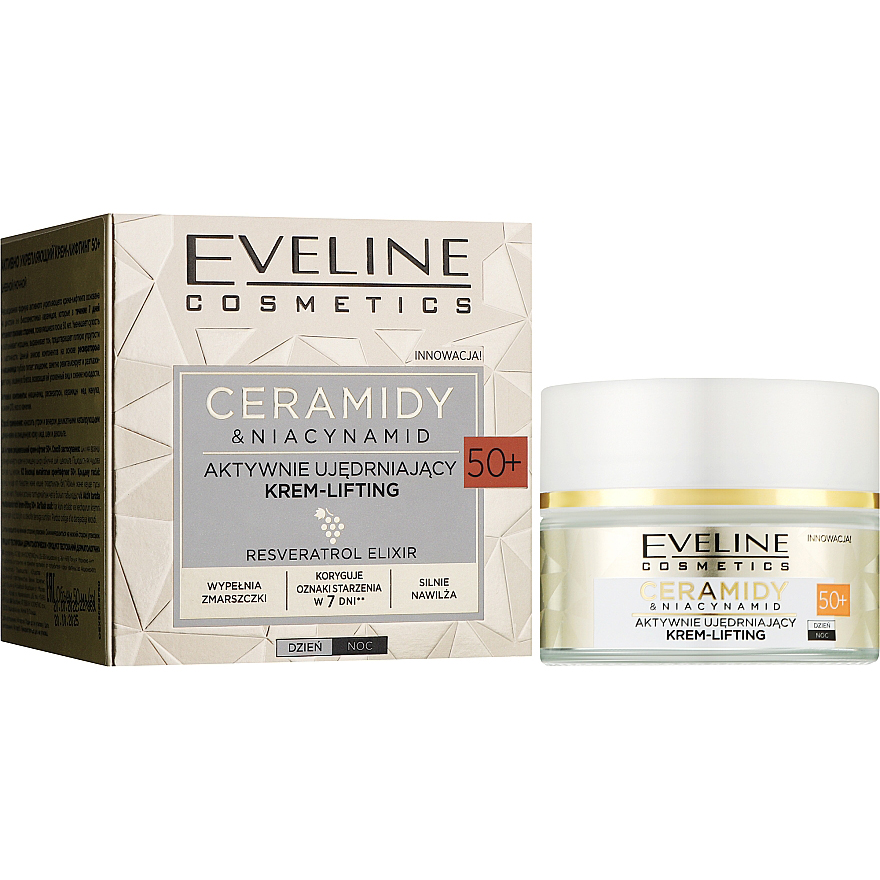Крем для лица Eveline Cosmetics Ceramides + Niacinamide 50+ укрепляющий 50мл фото 