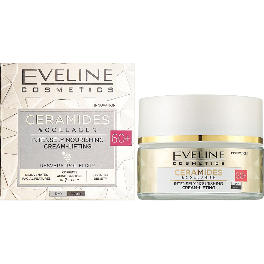 Крем-ліфтінг Eveline Cosmetics Ceramides&Collagen 60+ живильний 50млфото1