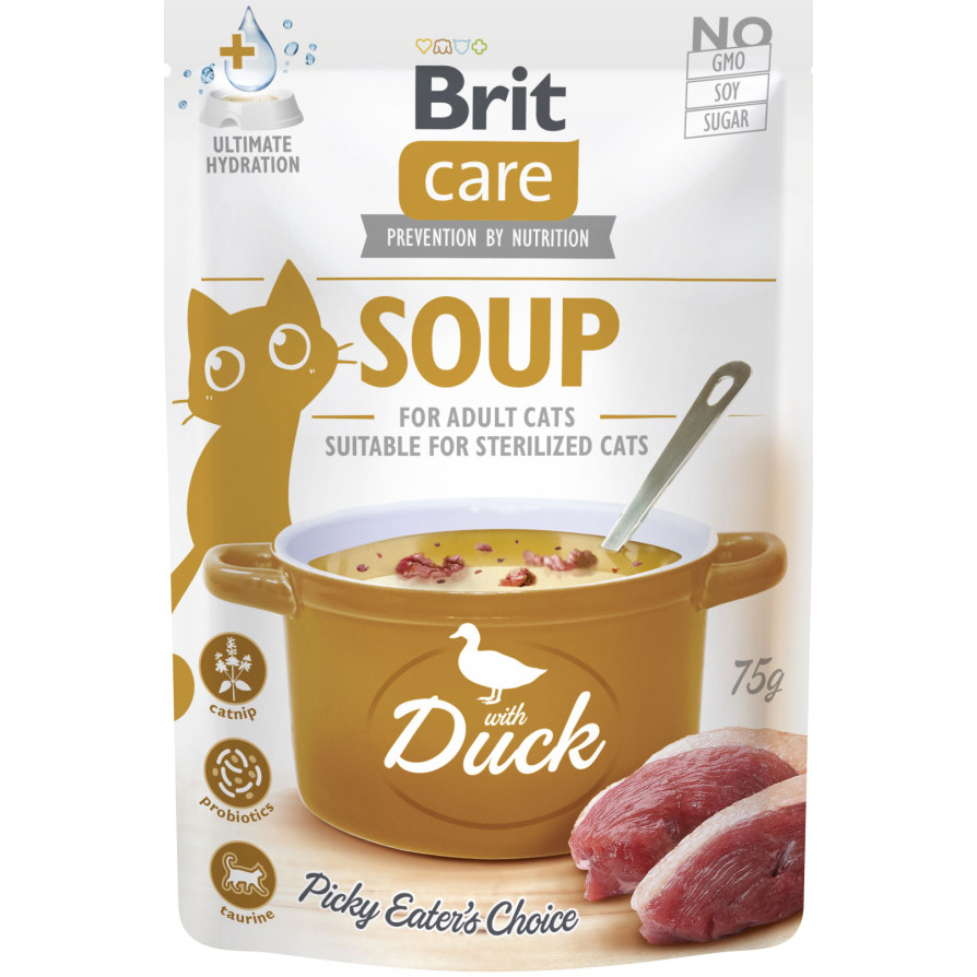 Влажный корм для котов Brit Care Суп с уткой 75г фото 