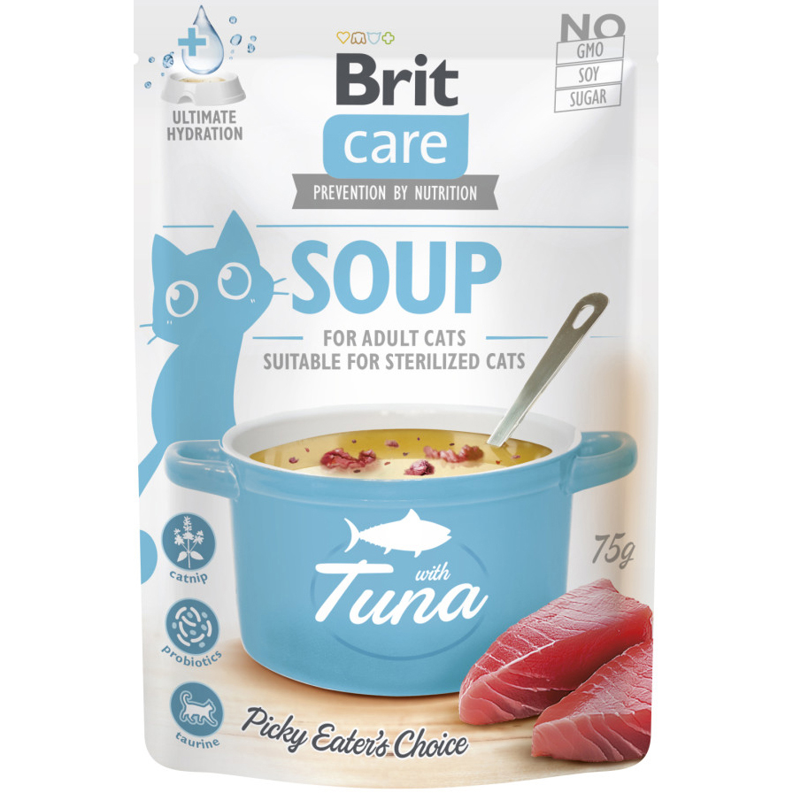 Влажный корм для котов Brit Care Суп с тунцом 75г фото 1