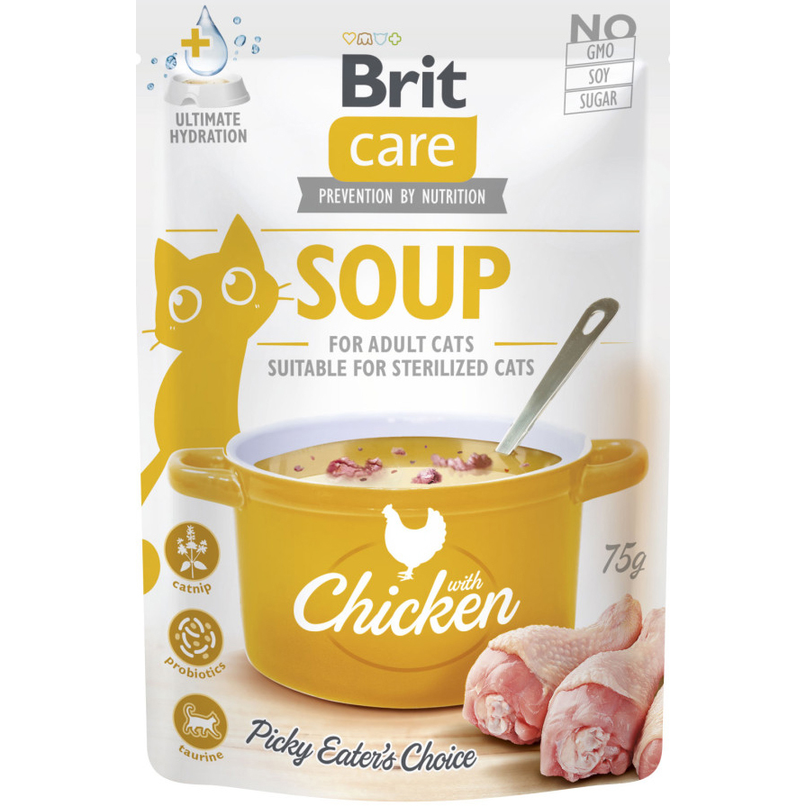 Влажный корм для котов Brit Care Суп с курицей 75г фото 