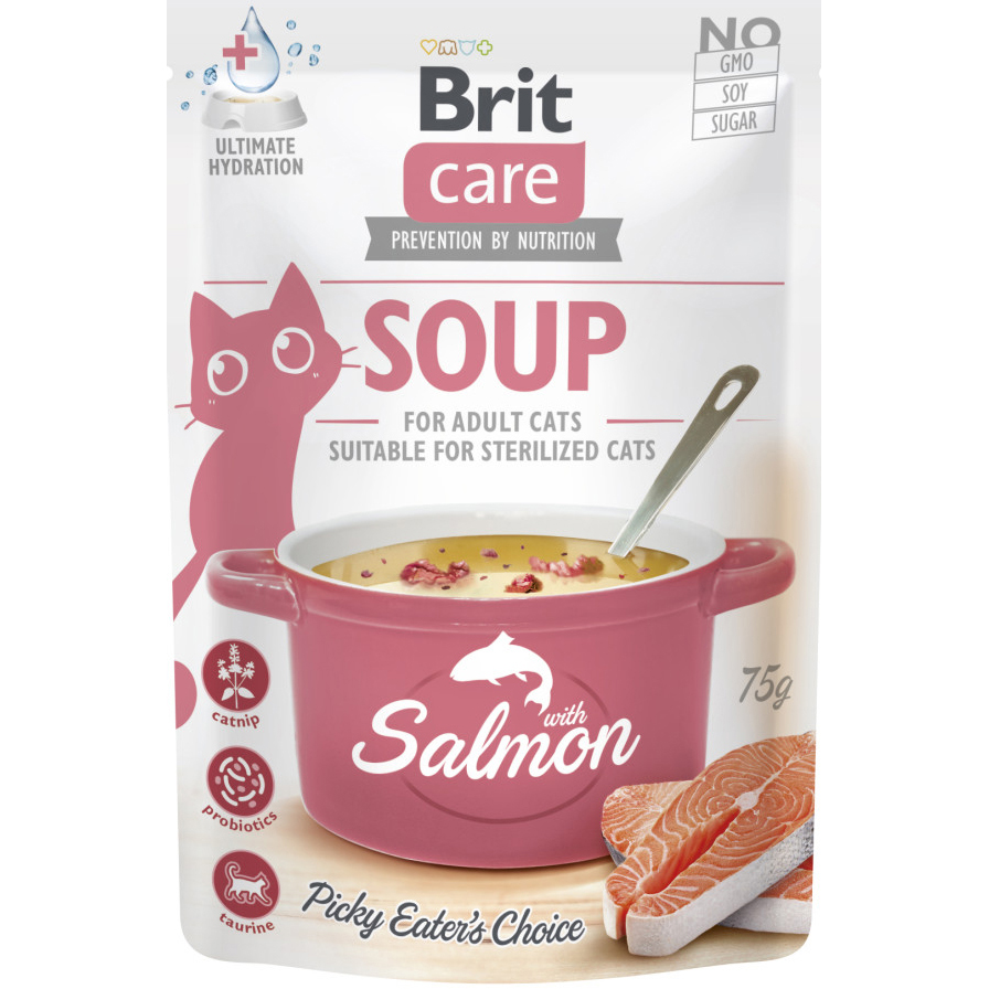 Влажный корм для котов Brit Care Суп с лососем 75г фото 