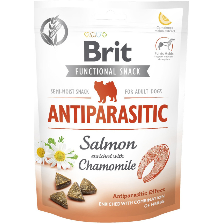 Лакомства для собак Brit Care Functional Snack Antiparasitic с лососем 150г фото 