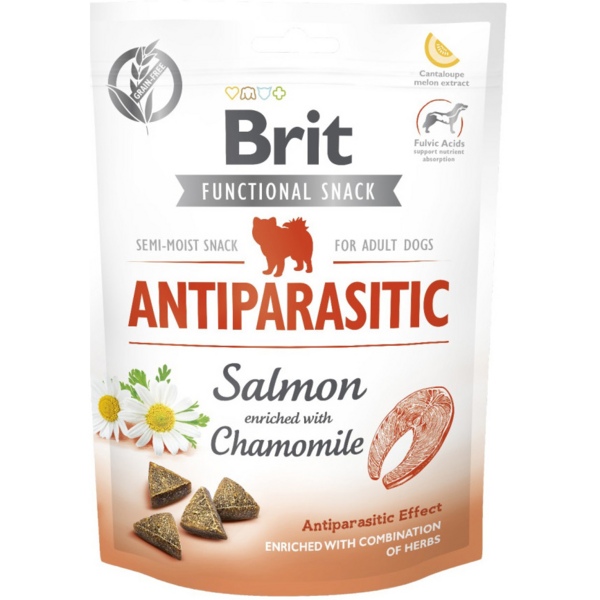 Лакомства для собак Brit Care Functional Snack Antiparasitic с лососем 150г