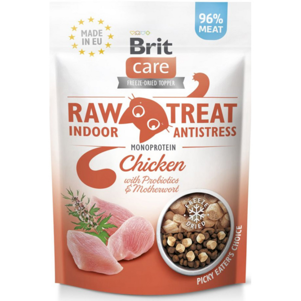 Лакомства для кошек Brit Care Raw Treat Indoor&Antistress с курицей 40г