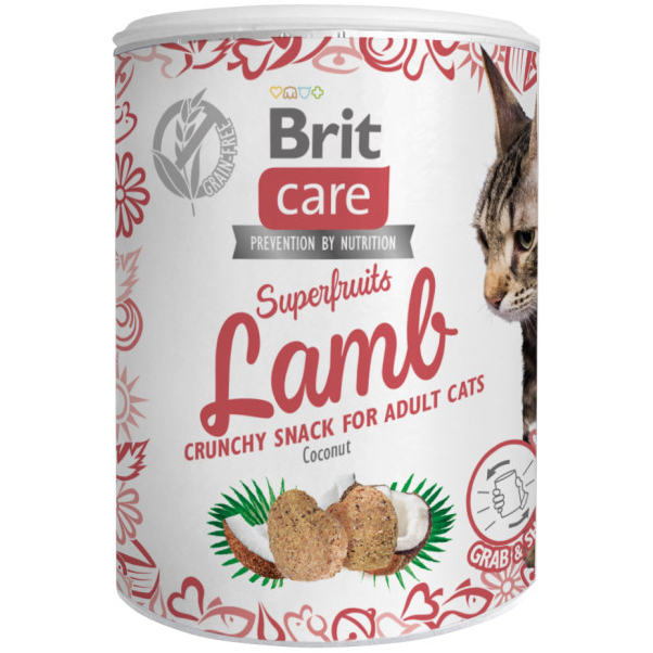 Лакомства для кошек Brit Care Snack Superfruits ягненок 100г фото 