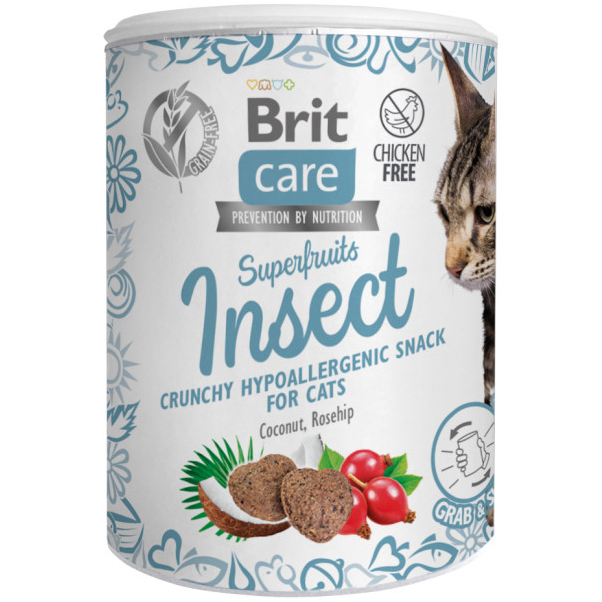 Лакомства для кошек Brit Care Snack Superfruits насекомые 100г фото 