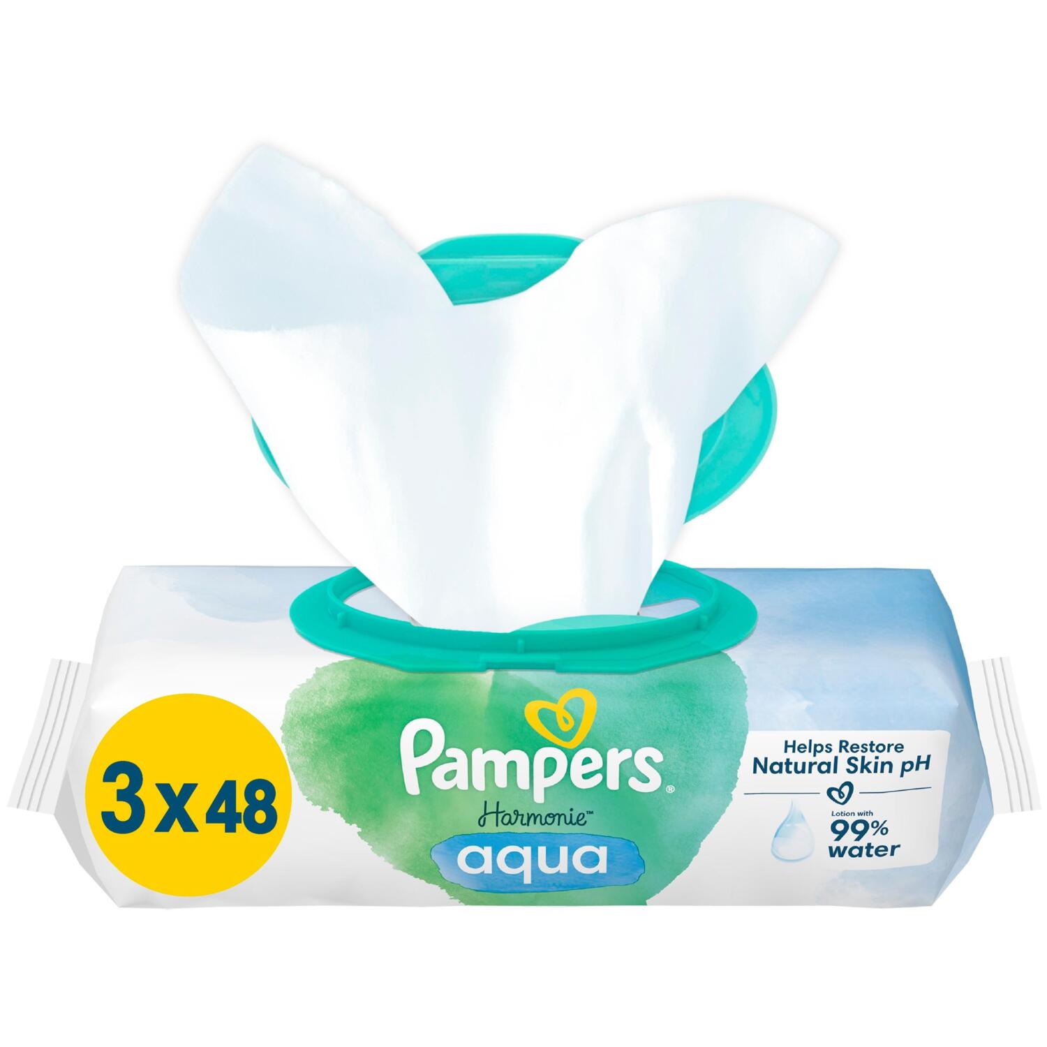 Серветки вологі дитячі Pampers Harmonie Aqua 3*48штфото