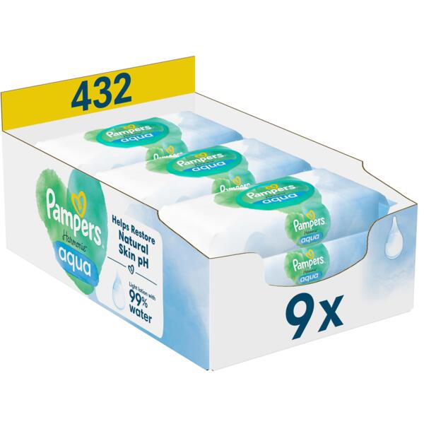 

Салфетки влажные детские Pampers Harmonie Aqua 9*48шт