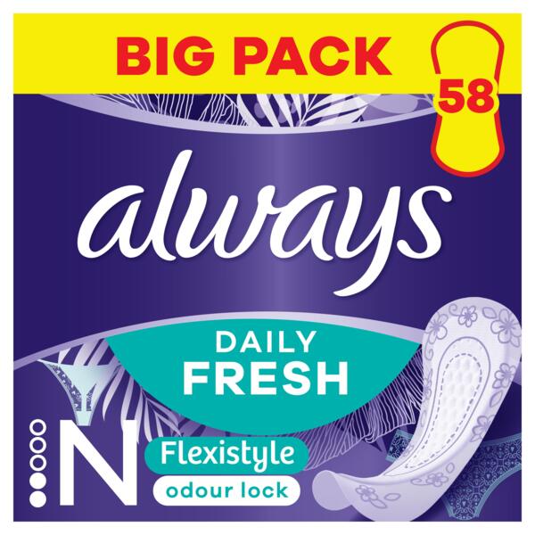 

Прокладки гигиенические ежедневные Always Daily Fresh Normal Flexistyle 58шт