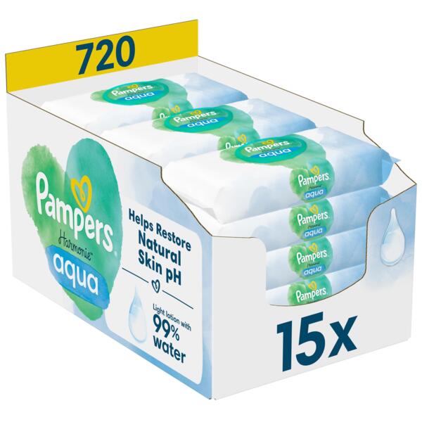 

Салфетки влажные детские Pampers Harmonie Aqua 15*48шт