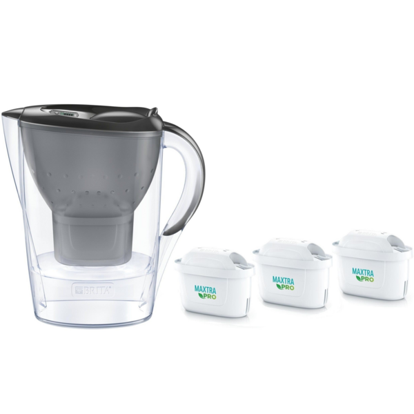 Фильтр-кувшин Brita Marella Memo MXPro 2.4л (1.4л очищенной воды) + 3 картриджа графит (1052796)