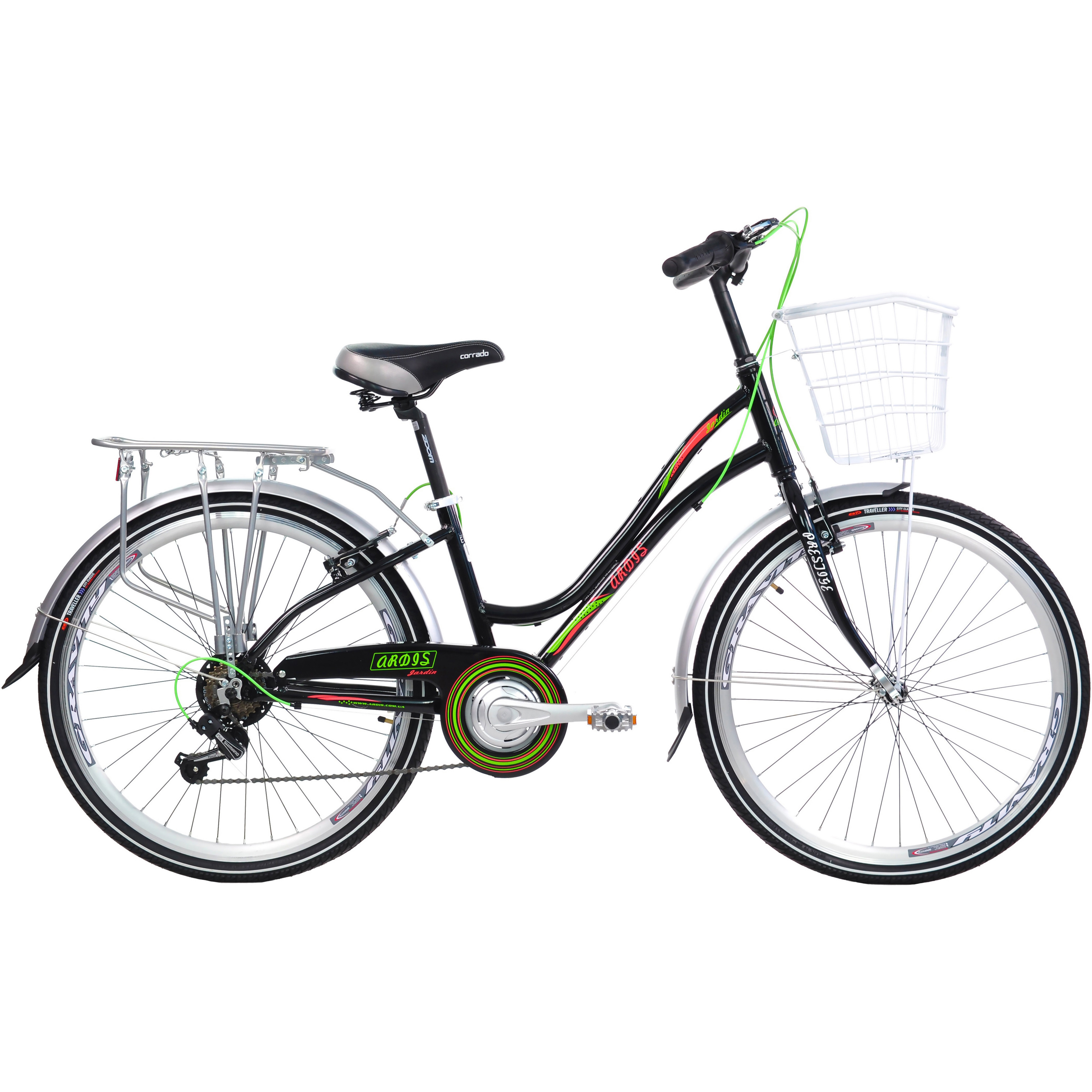 Велосипед ARDIS 26 СТВ AL "JARDIN", Чорний Рожево-Зеленими смугами (0944-2)фото1