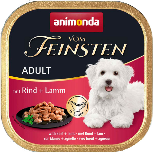 Корм влажный для собак Animonda Vom Feinsten delicious sauce Adult with Beef+lamb с говядиной и ягнятиной, 150 г фото 