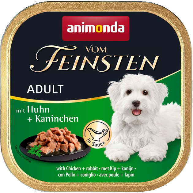 Корм влажный для собак Animonda Vom Feinsten delicious sauce Adult with Chicken + rabbit с курицей и кроликом, 150 г фото 