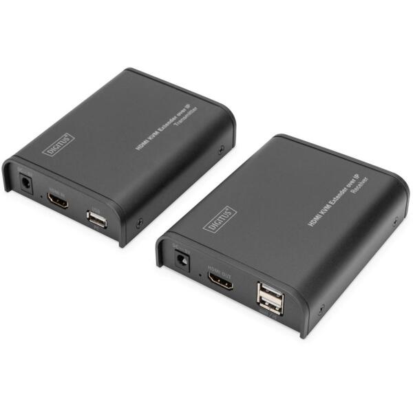 Удлинитель DIGITUS HDMI KVM по IP, комплект, Full HD, 1080p, через сетевой кабель (Cat 5, 5E, 6), 120м