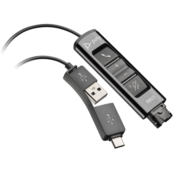 Акція на Переходник Poly DA85 USB - QD со встроенным пультом для гарнитур EncorePro, USB-A, USB-C Black (786C7AA) від MOYO