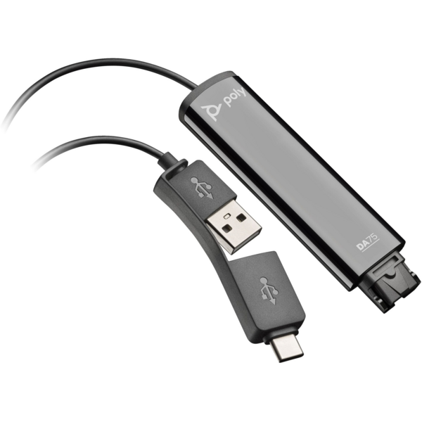 Акція на Переходник Poly DA75 USB - QD для гарнитур EncorePro, USB-A, USB-C Black (786C6AA) від MOYO