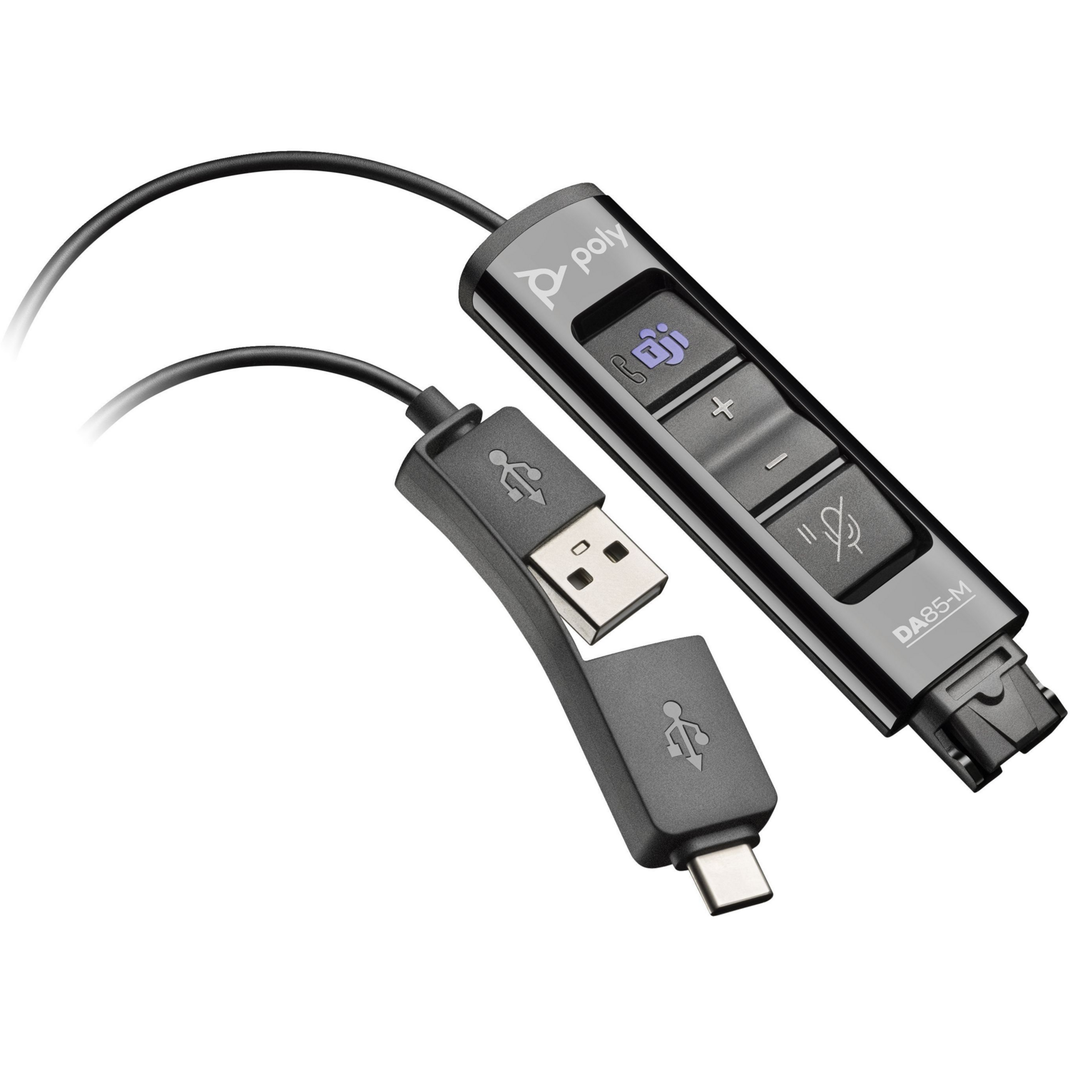 Перехідник Poly DA85-M USB &gt; QD із вбудованим пультом керування для гарнітур EncorePro, USB-A, USB-C, Microsoft Teams,фото