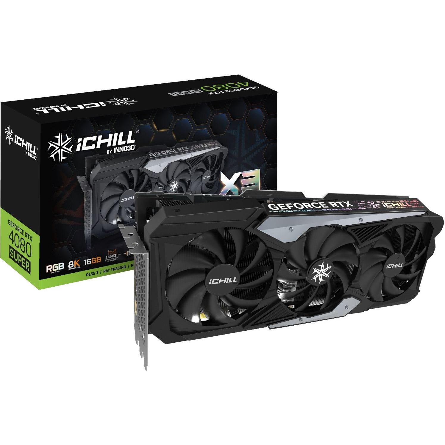 Відеокарта INNO3D GeForce RTX 4080 Super 16GB GDDR6X iChill X3 (C408S3-166XX-187049H)фото