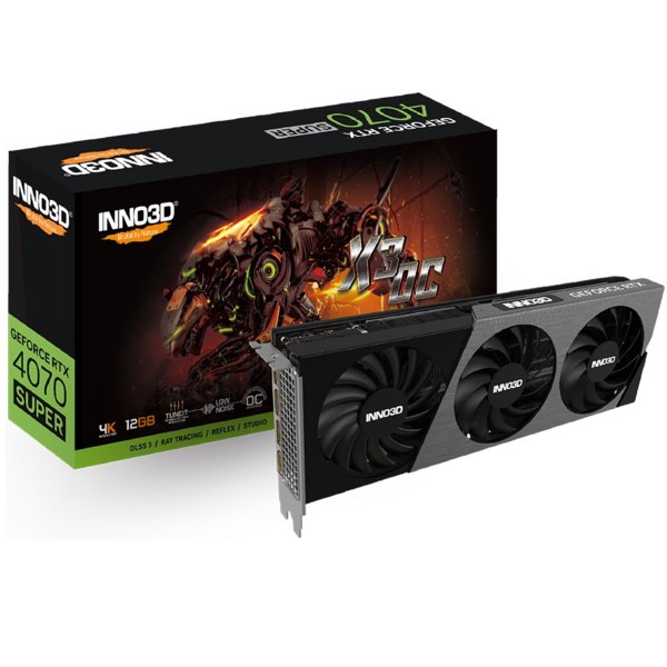 Акція на Видеокарта INNO3D GeForce RTX 4070 Super 12GB GDDR6X X3 OC (N407S3-126XX-186162L) від MOYO