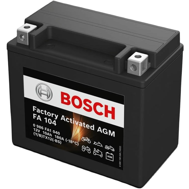 Акумулятор AGM Bosch 10Ah-12v (FA104), L, EN180 (0986FA1040) (52371436695)фото