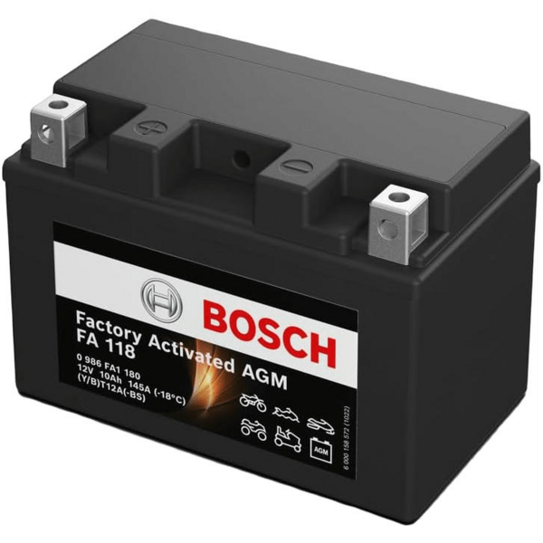 

Аккумулятор AGM Bosch 10Ah-12v (FA118), L, EN145 (0986FA1180) (52371436573)