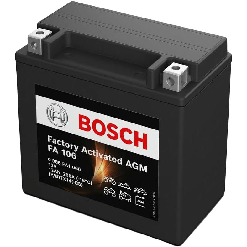 Аккумулятор AGM Bosch 12Ah-12v (FA106), L, EN200 (0986FA1060) (52371436684) фото 1