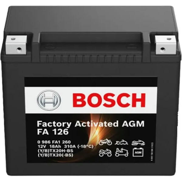 

Аккумулятор AGM Bosch 18Ah-12v (FA126), L, EN310 (0986FA1260) (52371436545)