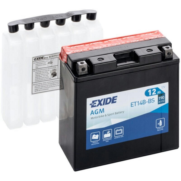 Аккумулятор AGM Exide 12Ah-12v, L, EN190 (ET14B-BS) (52371050613)