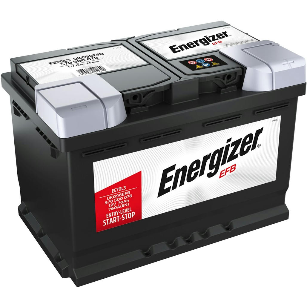 Аккумулятор автомобильный Energizer EFB 70Ah-12v, R, EN760 (570 500 076) (52371277623) фото 