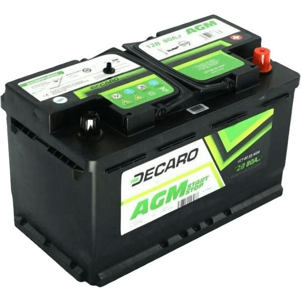 Аккумулятор автомобильный Decaro AGM Start-Stop 80Ah-12v, R, EN800 (6СТ-80 (0) AGM) (52371424608) фото 